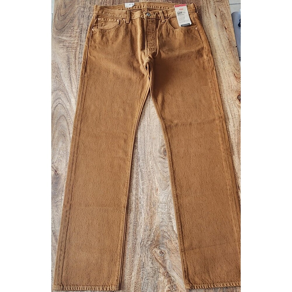 Levi's 501 Original Jeans Mens 33x32 Brown Straight Button Fly Cotton Denim